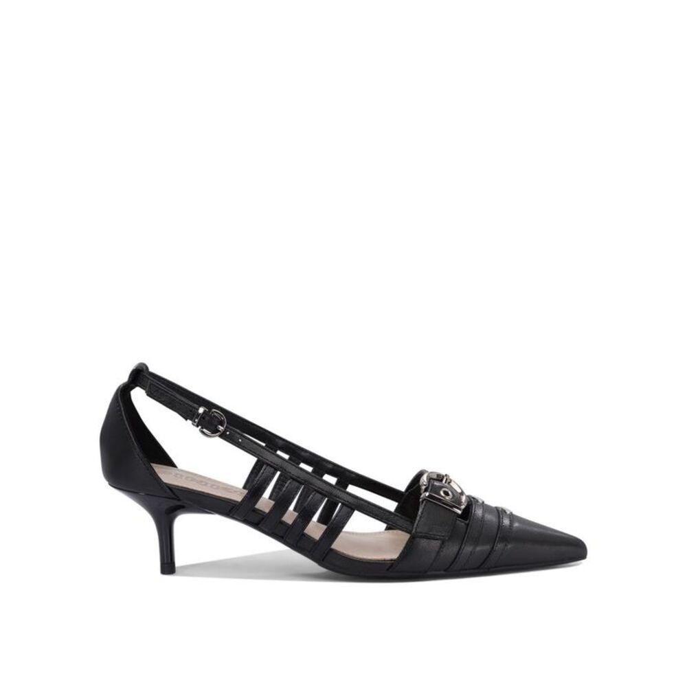 PINKO Women's Black Leather Pointed Toe Kitten Heel Pumps Women BLACK
